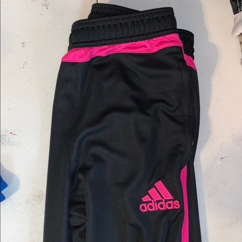 Adidas black and pink joggers ‼️